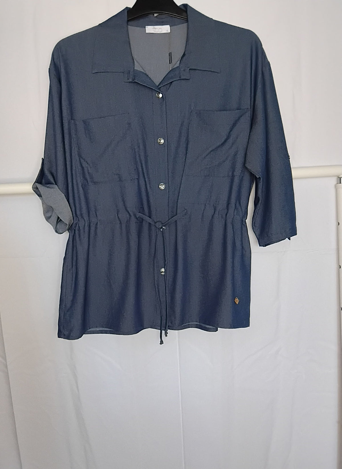 Ensemble pantalon palazzo · Denim bleu · Veste manches 3/4