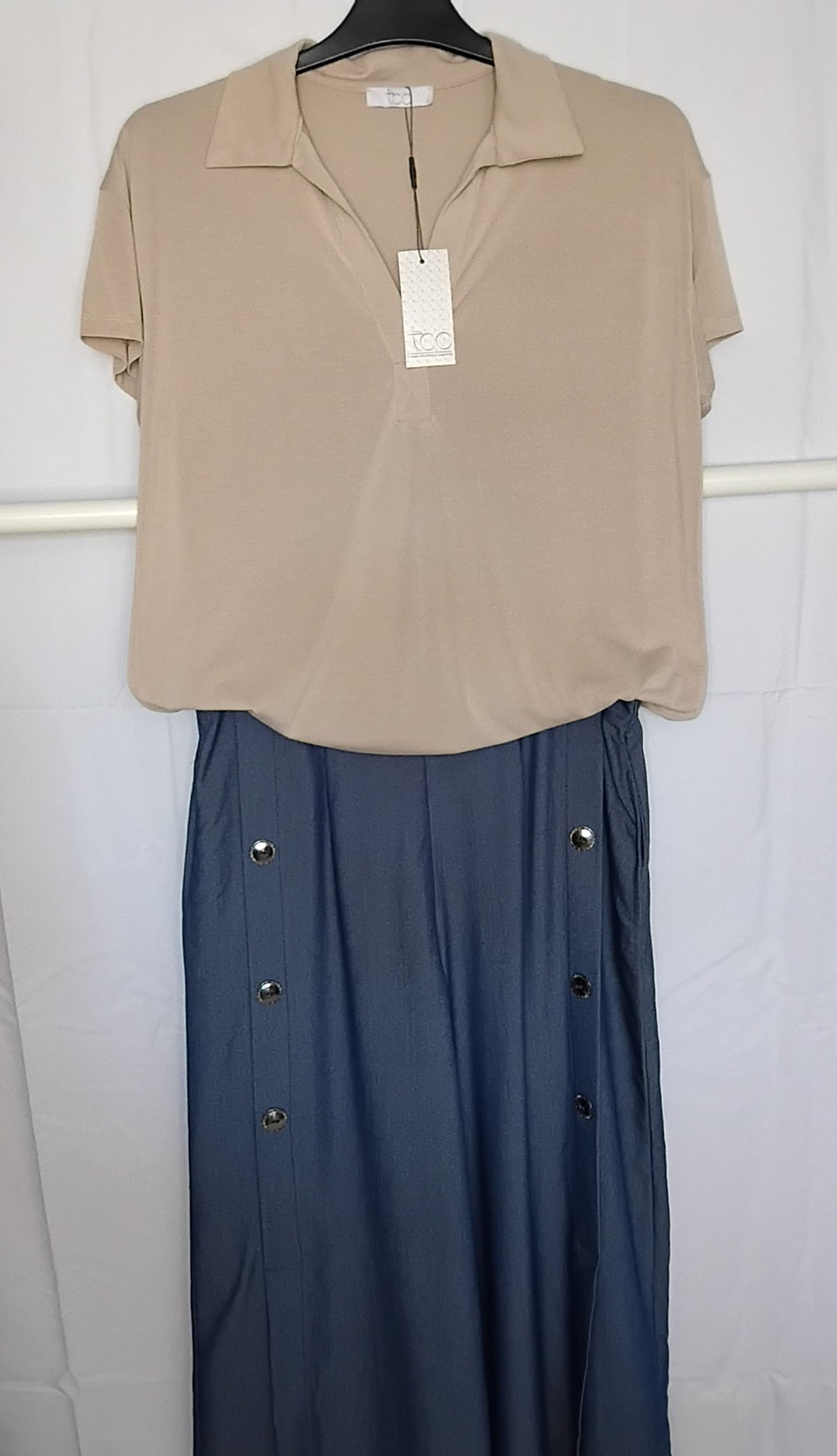 Polo à manches courtes · Modal 70% · Grande taille · du L au GG · Noir ou Beige