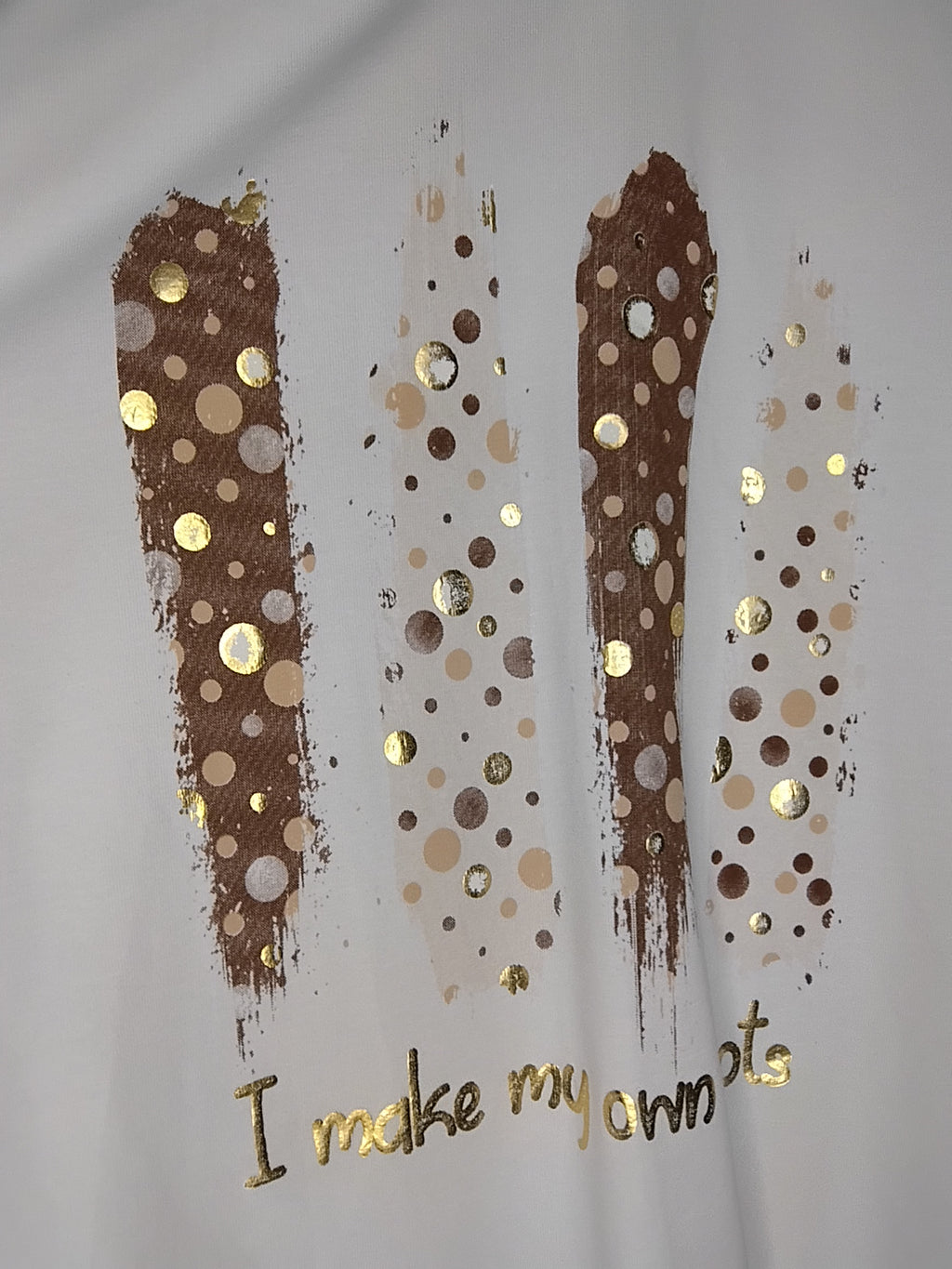 T-shirt "I make my own spots" · Col V · Pois marron-beige-doré · T36-52