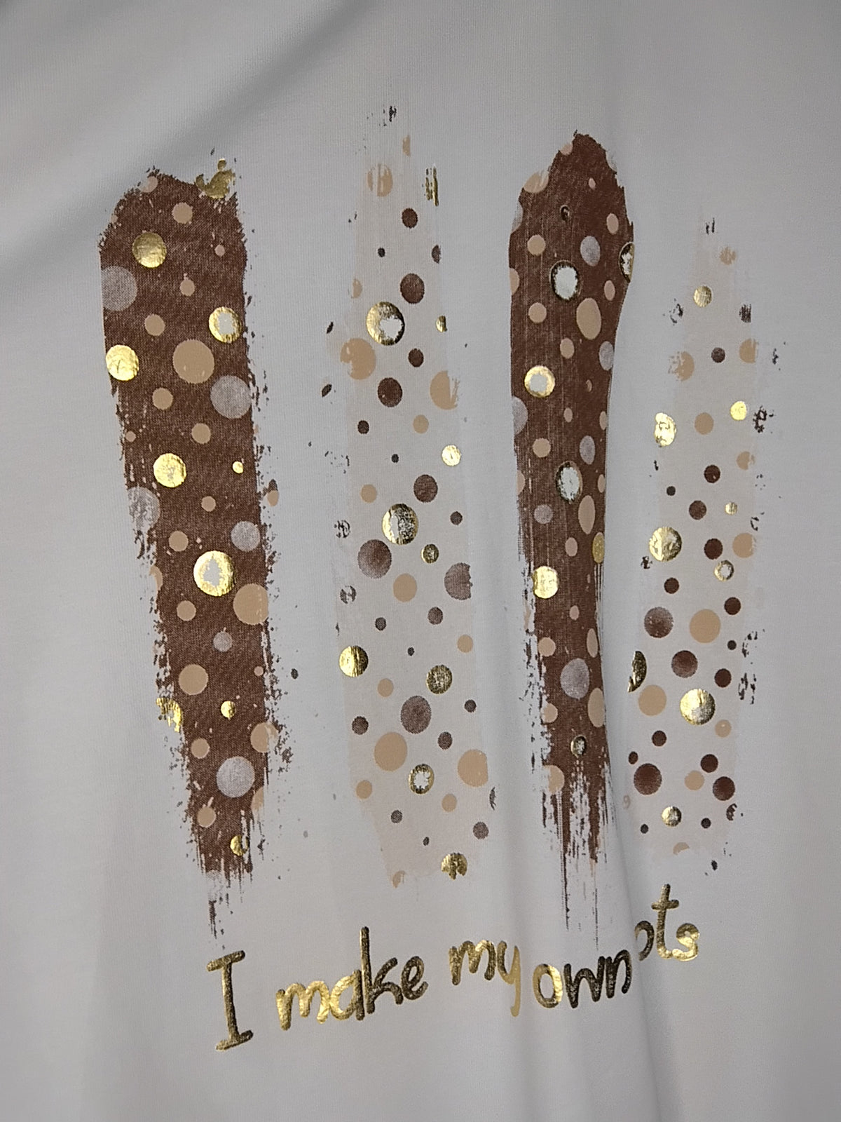 T-shirt "I make my own spots" · Col V · Pois marron-beige-doré · T36-52
