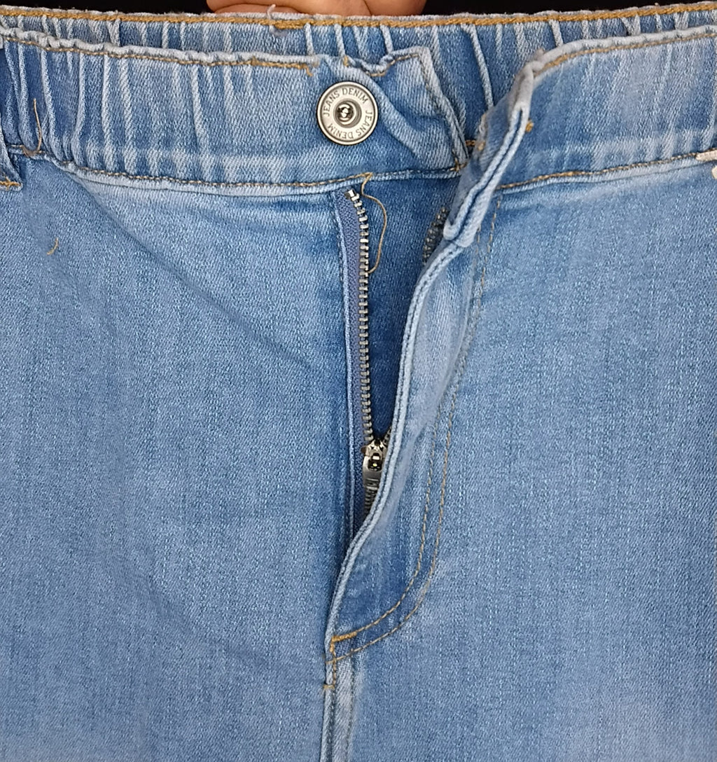 Jean Mom fit · Taille haute · Délavé clair · Effet vintage · XL