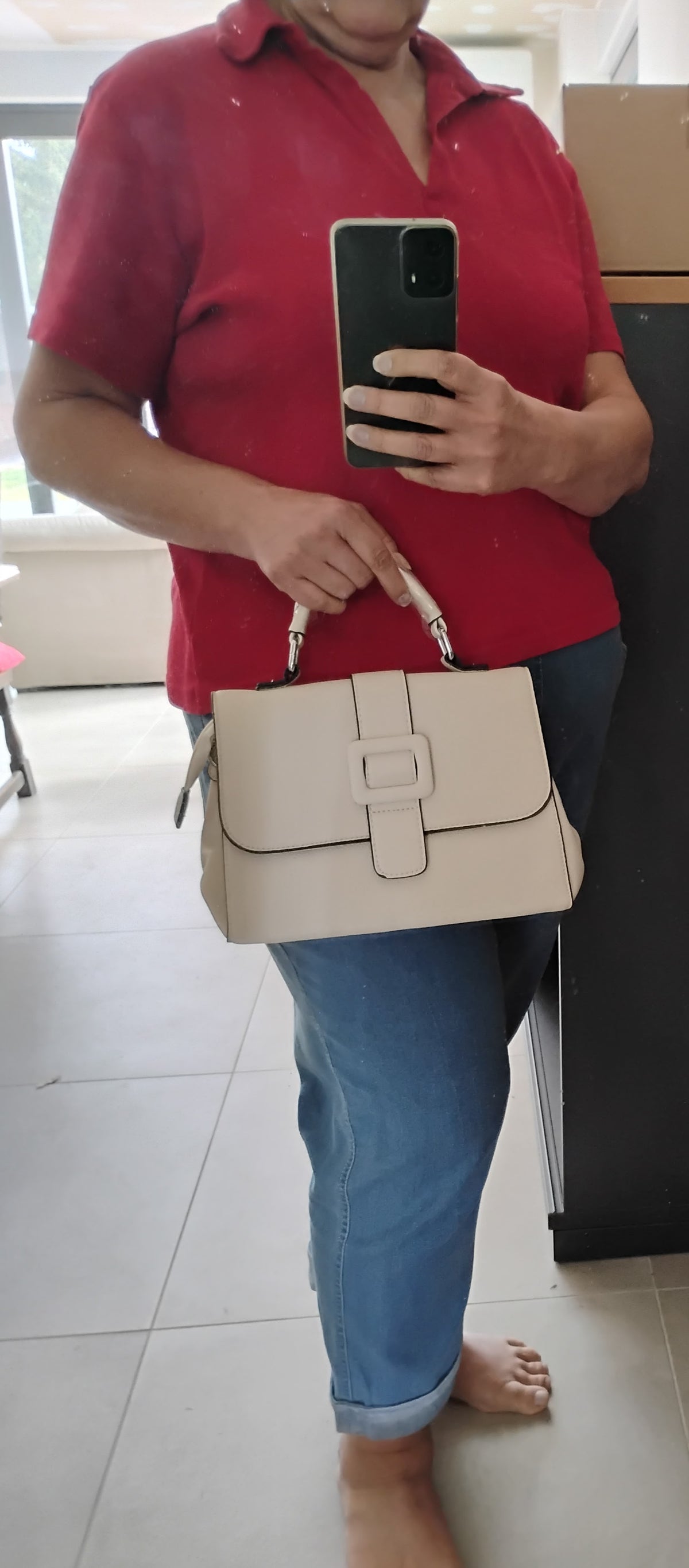 Sac à main · Forme trapèze · Simili cuir grainé · 8 couleurs · 25x11x18 cm