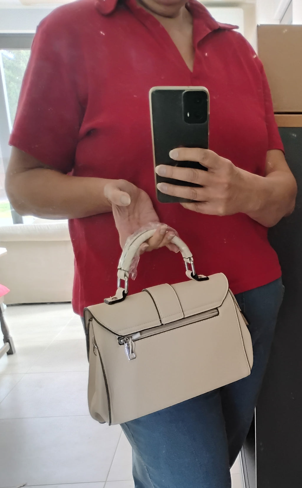 Sac à main · Forme trapèze · Simili cuir grainé · 8 couleurs · 25x11x18 cm