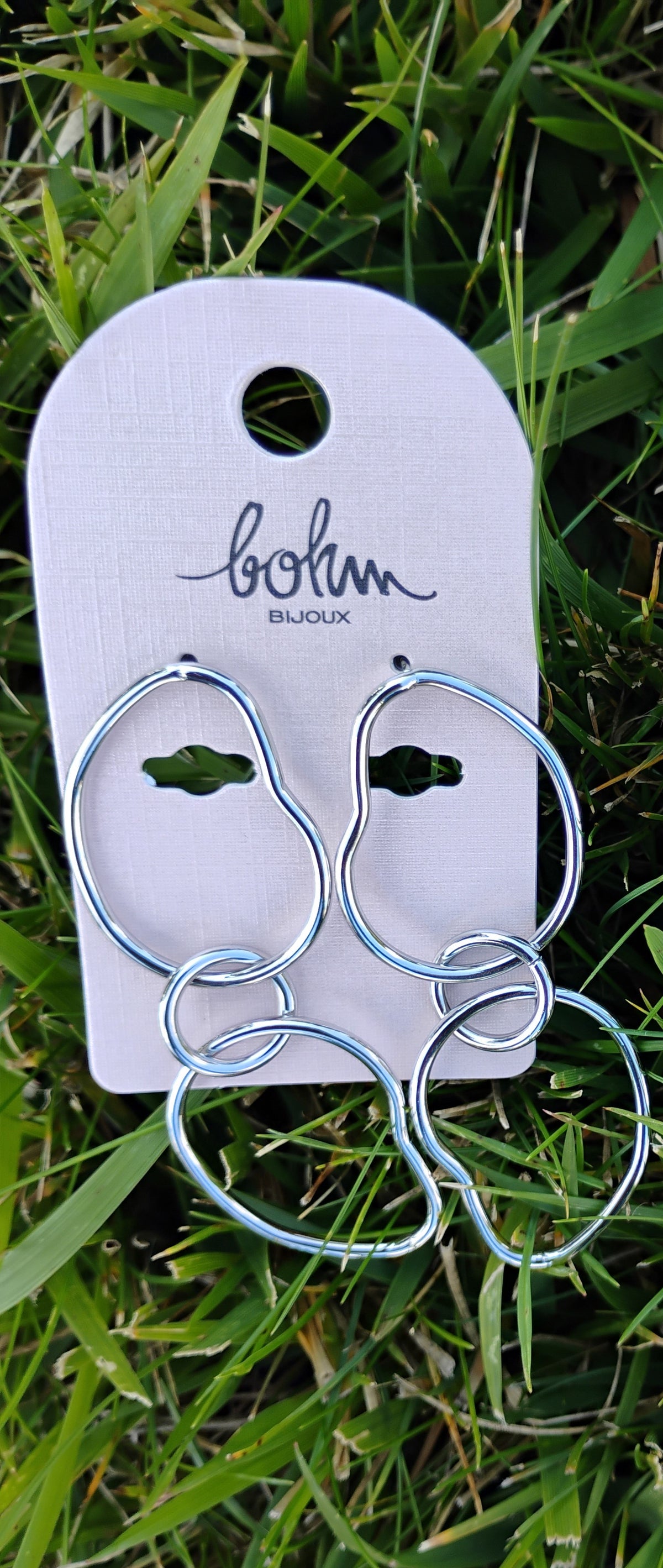 Boucles d'oreilles pendantes · 3 anneaux ajourés · Acier inoxydable · Or ou Argent
