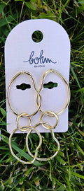 Boucles d'oreilles pendantes · 3 anneaux ajourés · Acier inoxydable · Or ou Argent