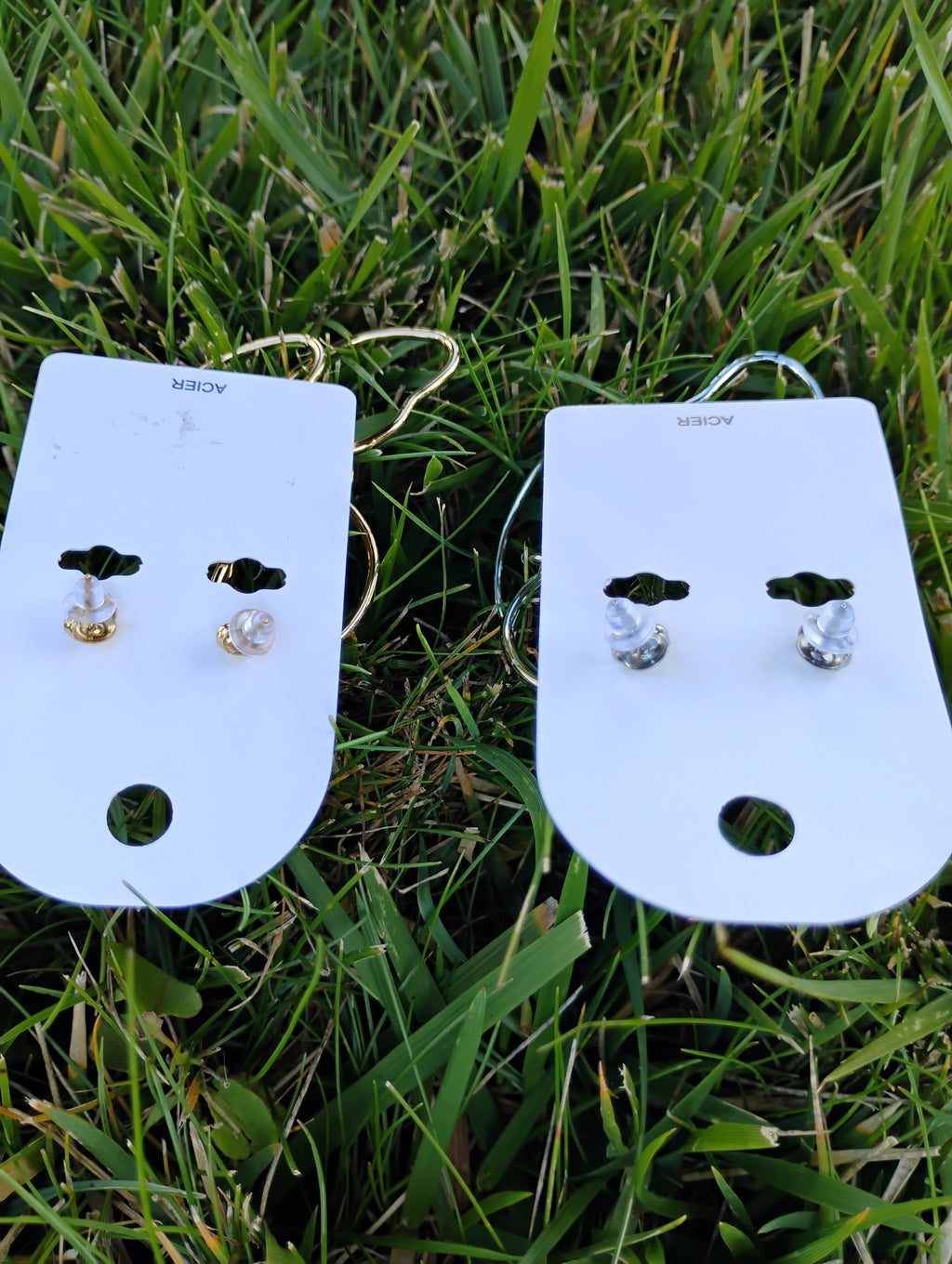 Boucles d'oreilles pendantes · 3 anneaux ajourés · Acier inoxydable · Or ou Argent