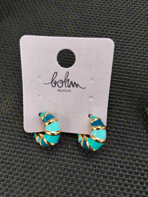 Boucles d'oreilles créoles · Torsadé émaillé · 4 couleurs · 17x17 mm