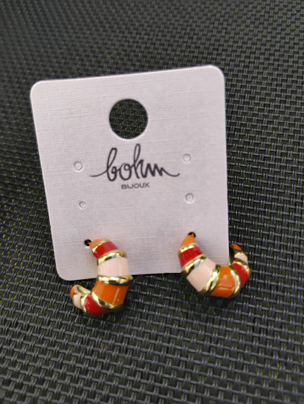 Boucles d'oreilles créoles · Torsadé émaillé · 4 couleurs · 17x17 mm