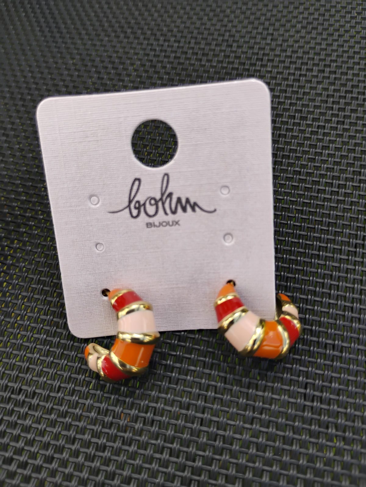 Boucles d'oreilles créoles · Torsadé émaillé · 4 couleurs · 17x17 mm