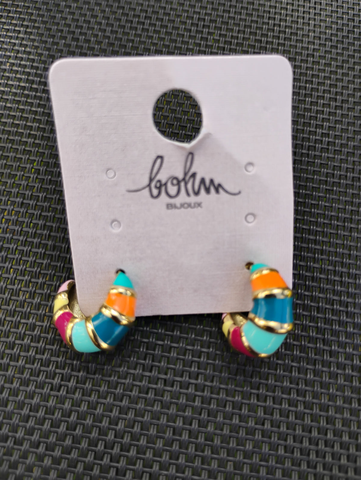 Boucles d'oreilles créoles · Torsadé émaillé · 4 couleurs · 17x17 mm