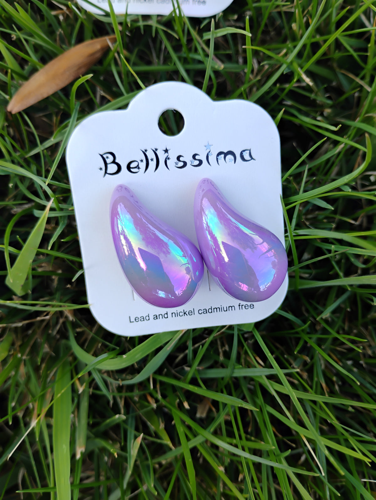 Boucles d'oreilles goutte · Éclat iridescent · 7 couleurs · 3 cm