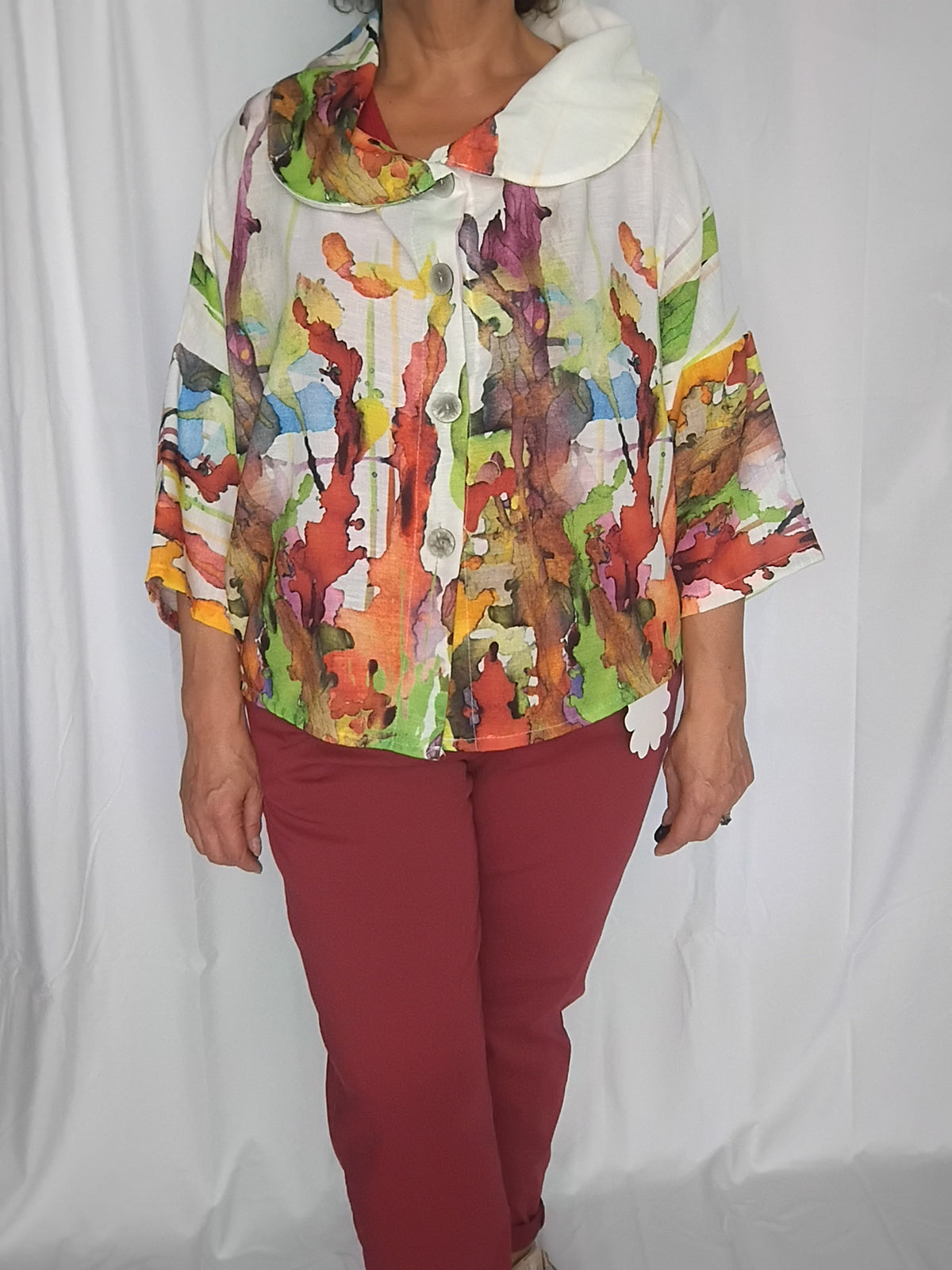 Veste légère imprimé aquarelle vert - Grande taille