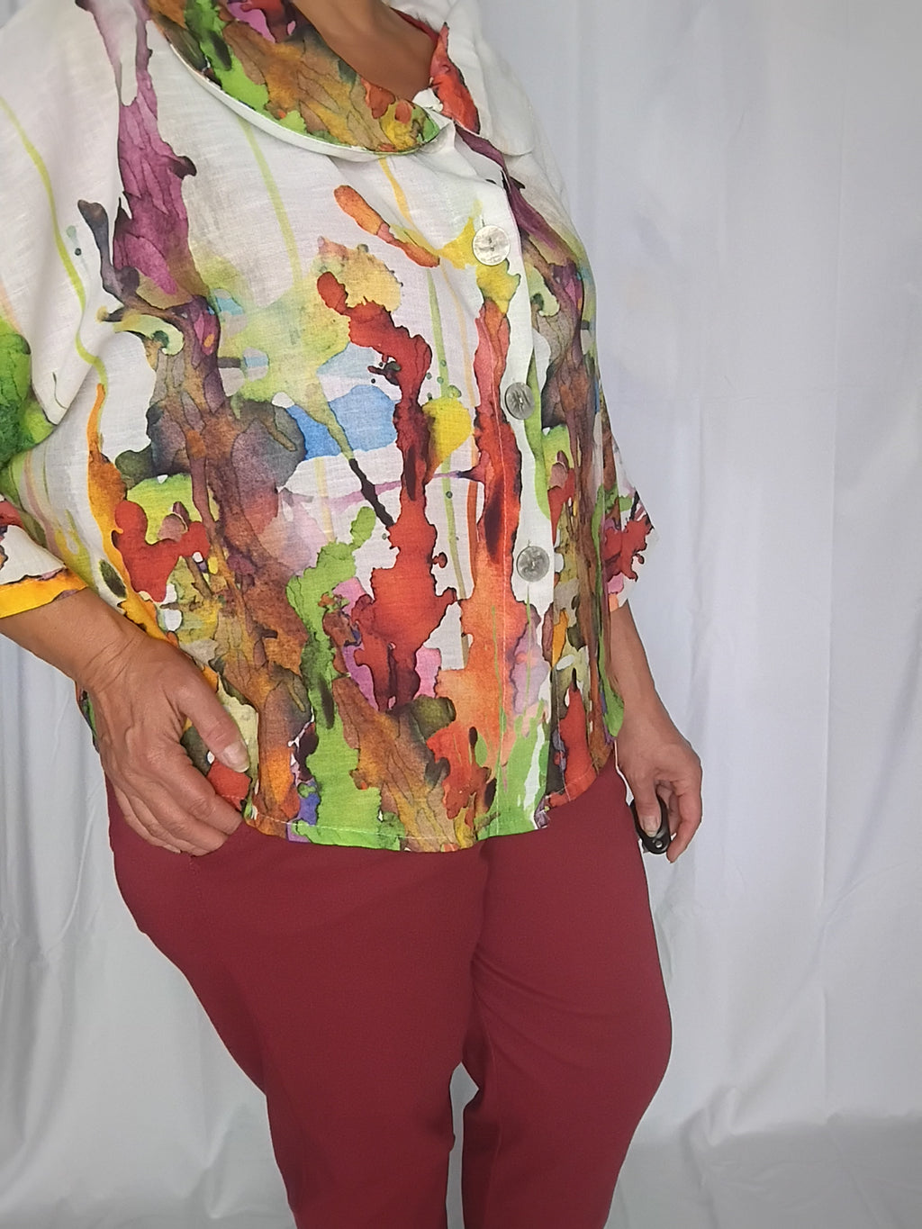 Veste légère imprimé aquarelle vert - Grande taille