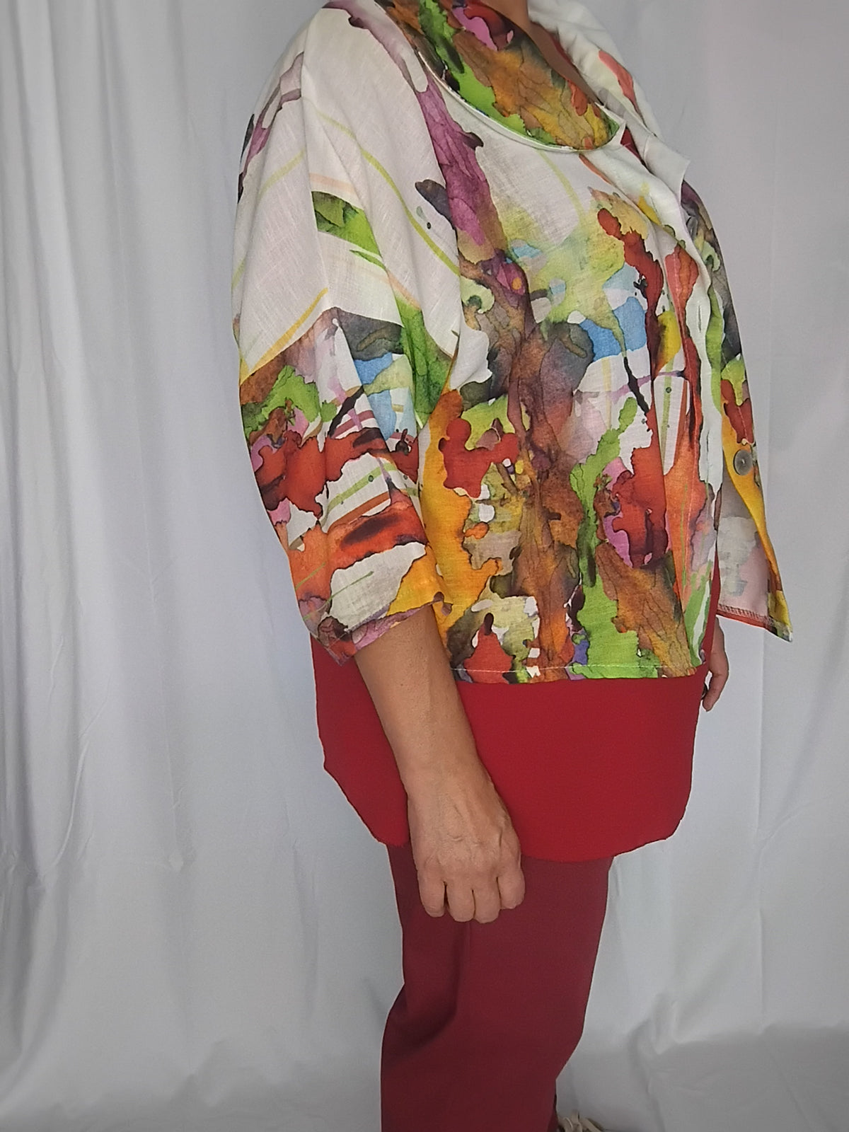 Veste légère imprimé aquarelle vert - Grande taille