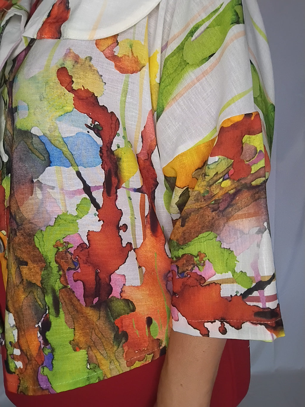 Veste légère imprimé aquarelle vert - Grande taille