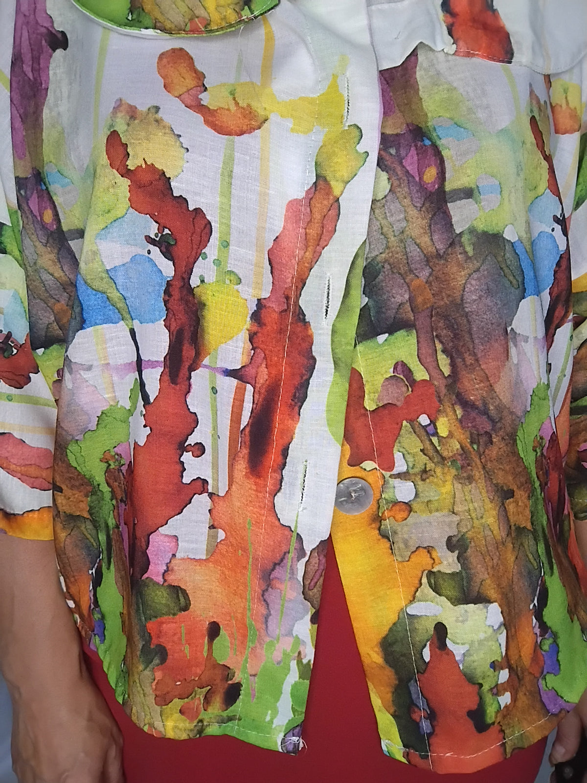 Veste légère imprimé aquarelle vert - Grande taille