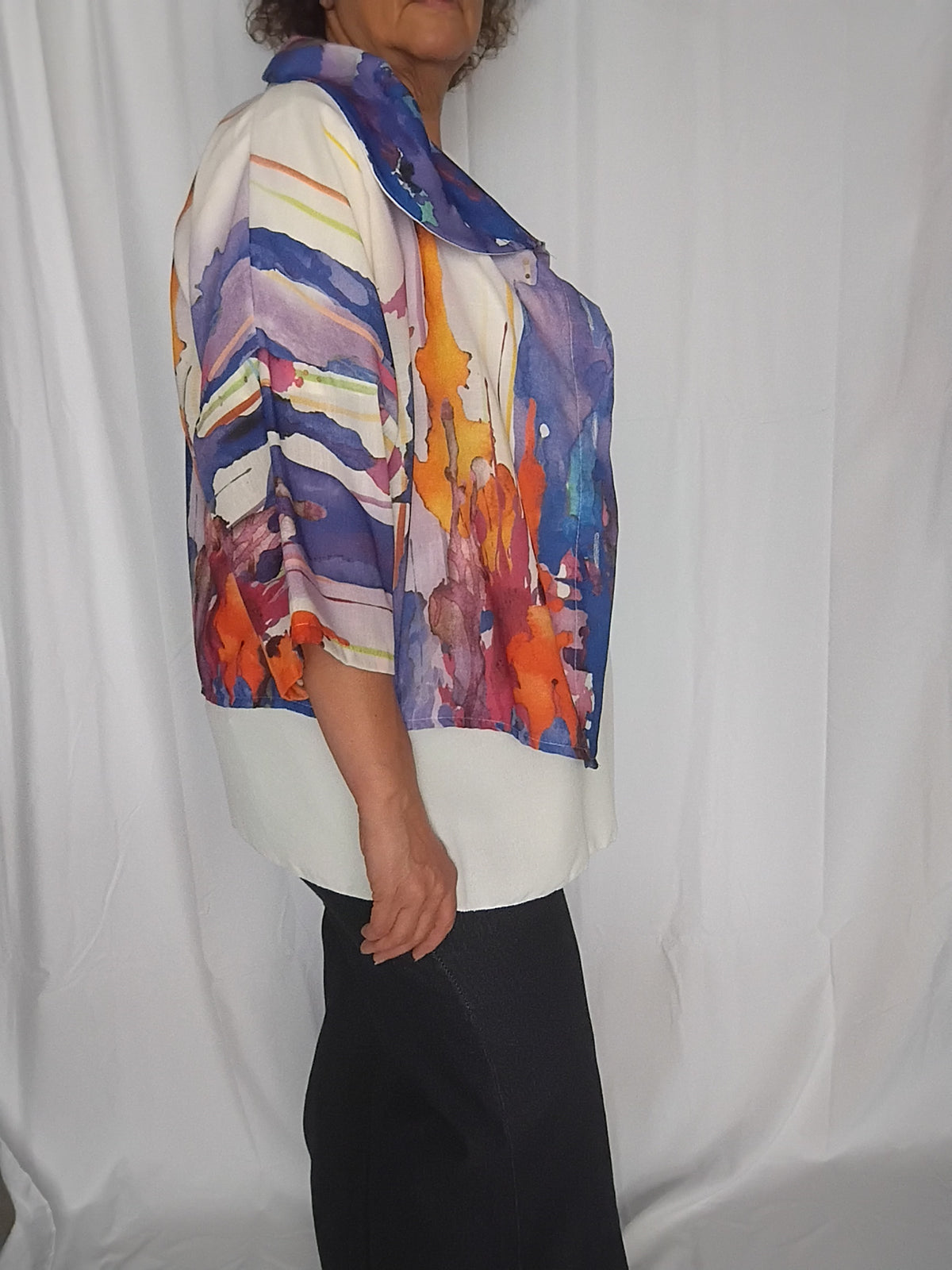 Veste légère imprimé aquarelle bleu - Grande taille
