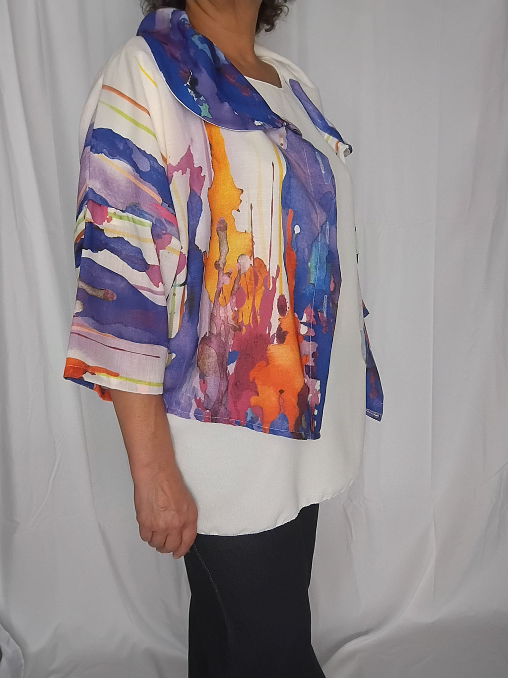 Veste légère imprimé aquarelle bleu - Grande taille