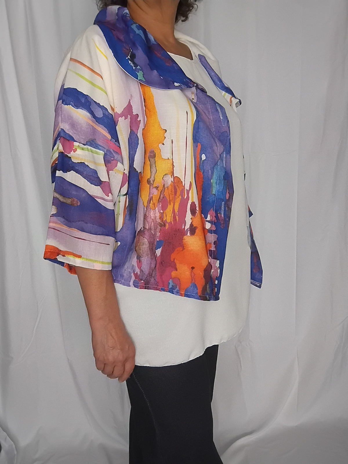 Veste légère imprimé aquarelle bleu - Grande taille