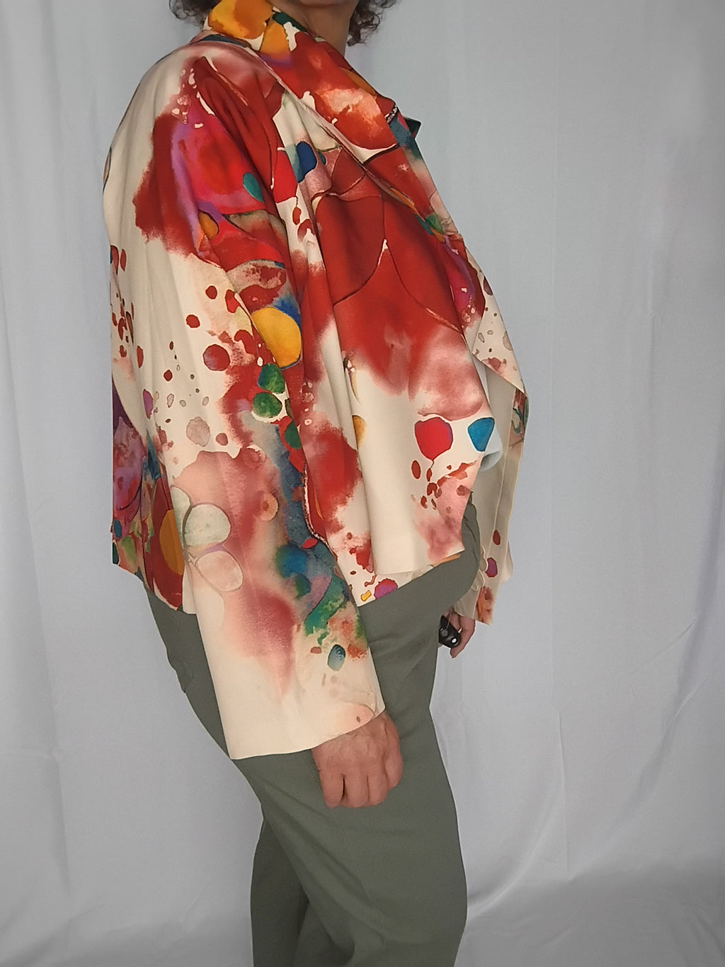 Veste déstructurée multicolore - rouge profond - Taille 46 à 50