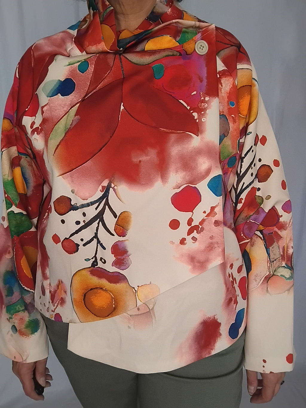 Veste déstructurée multicolore - rouge profond - Taille 46 à 50