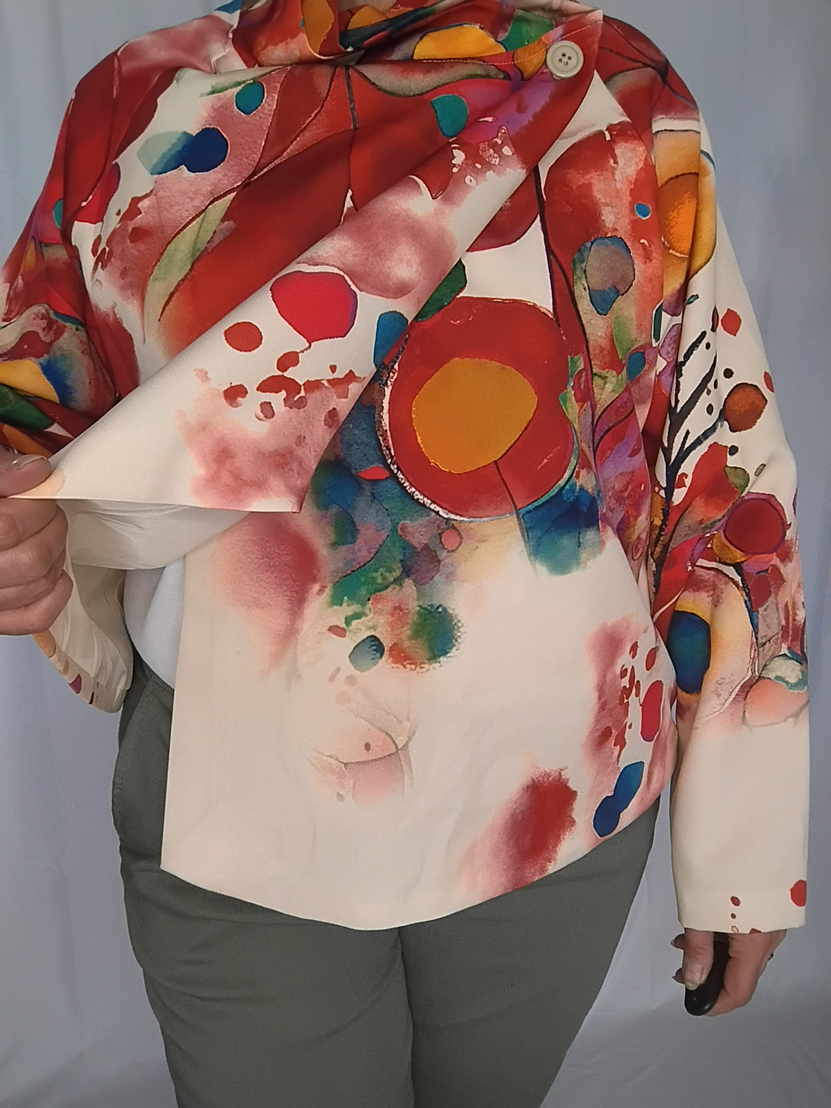 Veste déstructurée multicolore - rouge profond - Taille 46 à 50