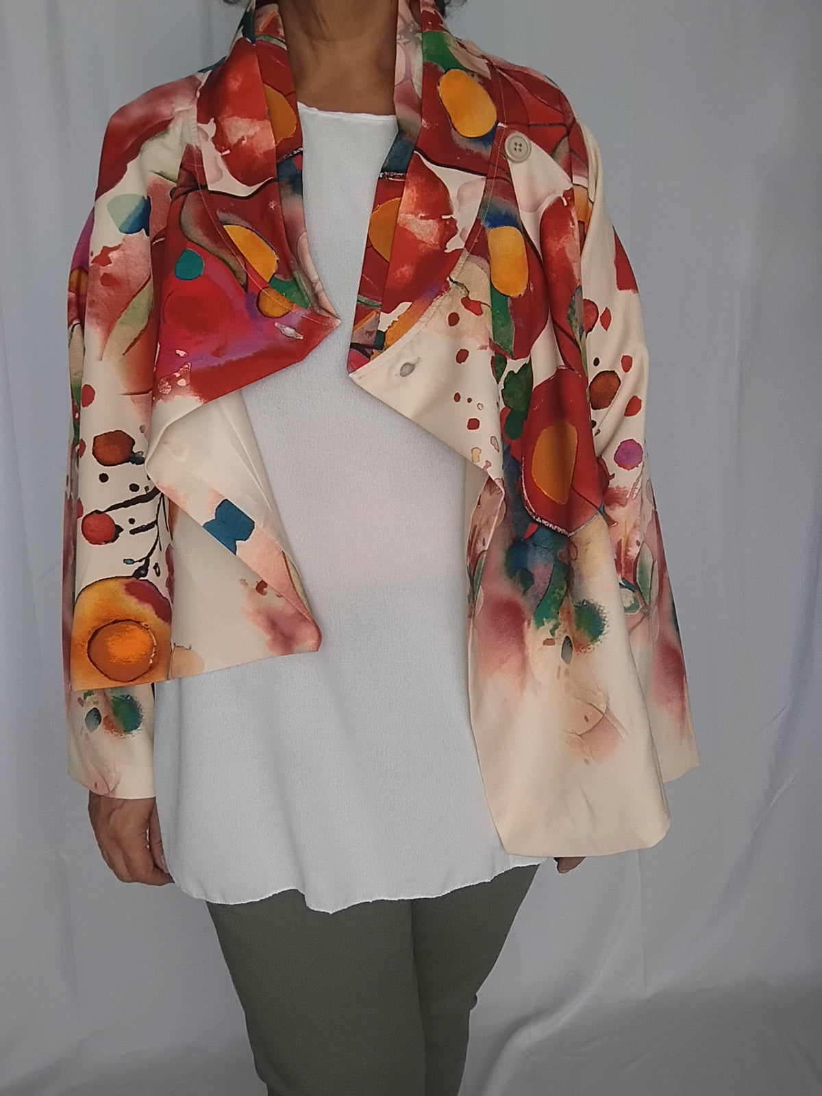 Veste déstructurée multicolore - rouge profond - Taille 46 à 50