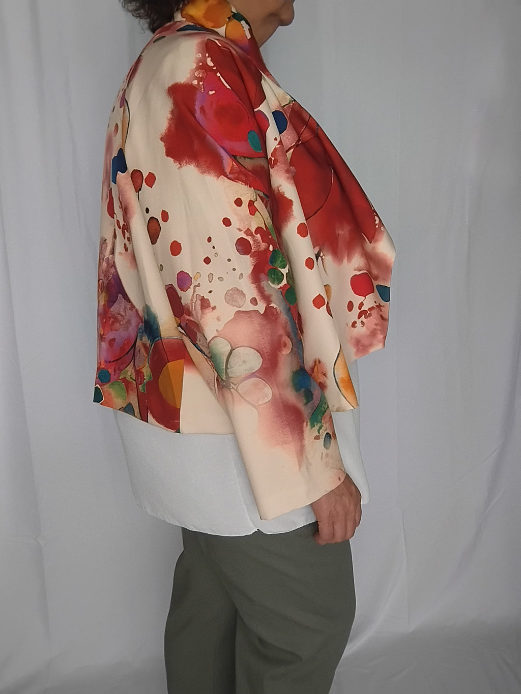 Veste déstructurée multicolore - rouge profond - Taille 46 à 50