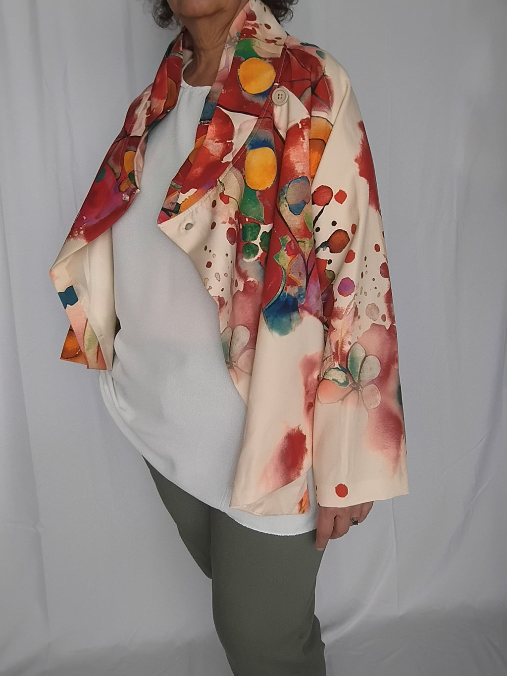 Veste déstructurée multicolore - rouge profond - Taille 46 à 50