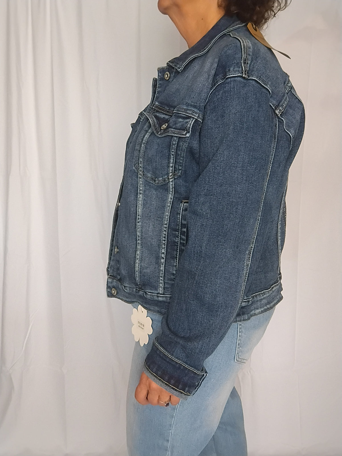 Veste en jean · Broderie calavera au dos · Jean stretch · 3XL à 6XL