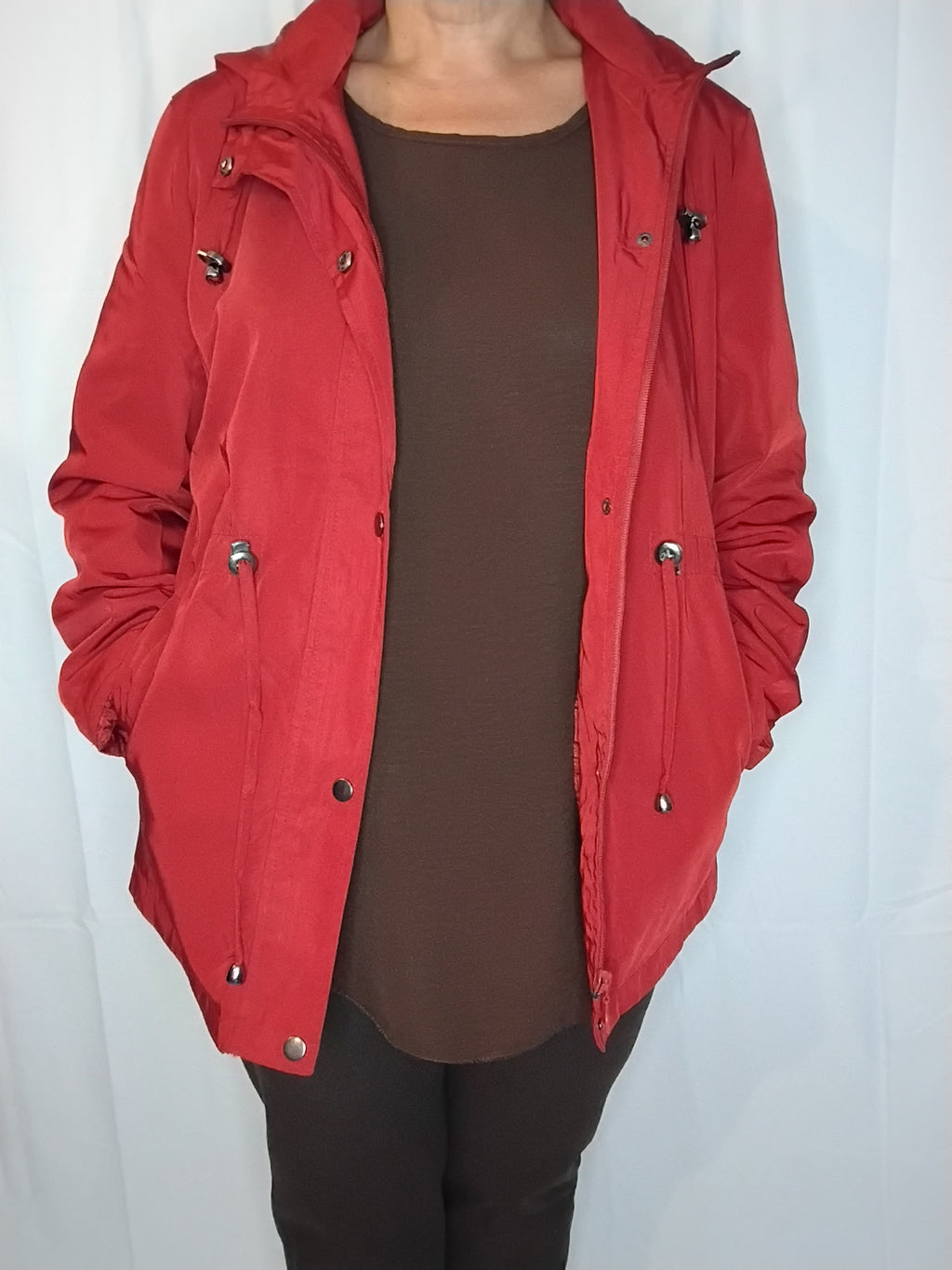 Veste de pluie rouge grenat à capuche - M à 4XL