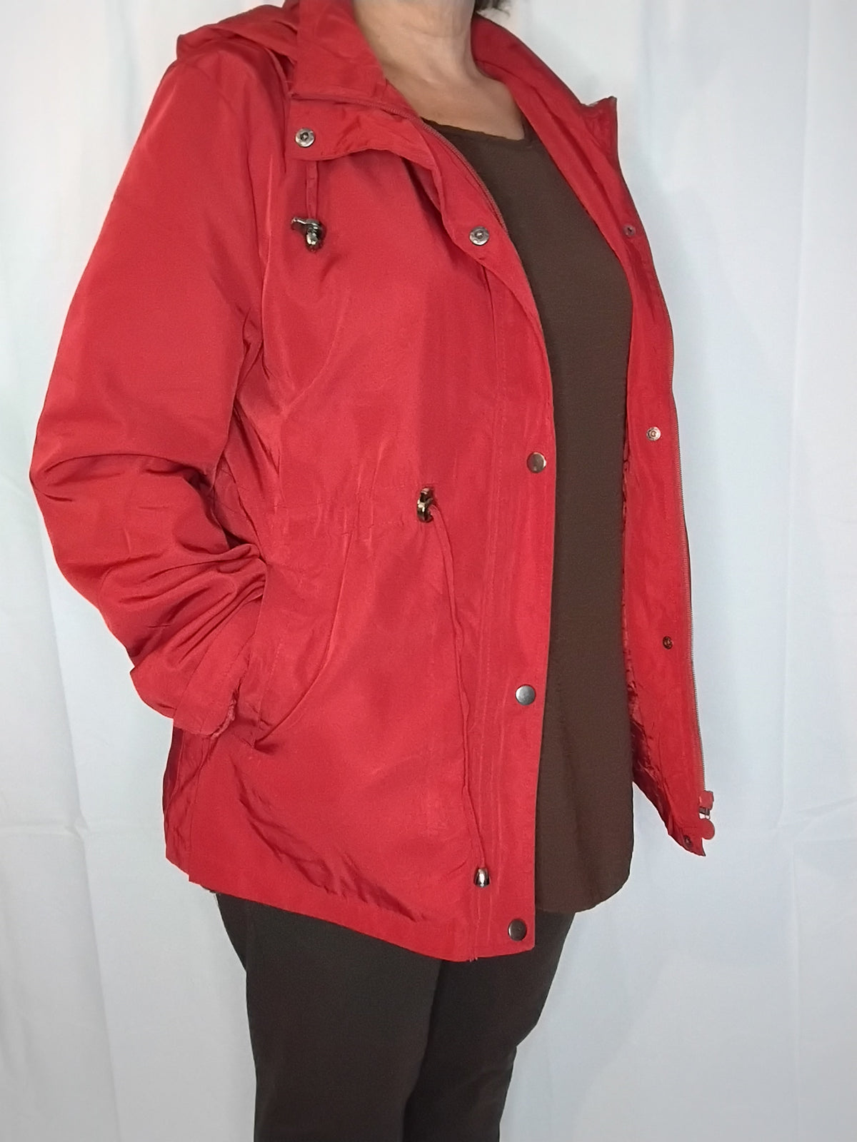 Veste de pluie rouge grenat à capuche - M à 4XL