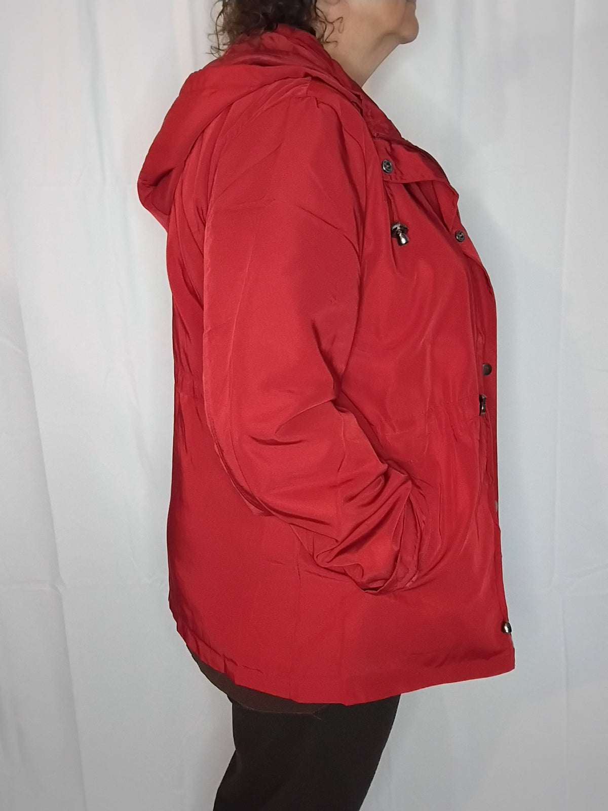 Veste de pluie rouge grenat à capuche - M à 4XL