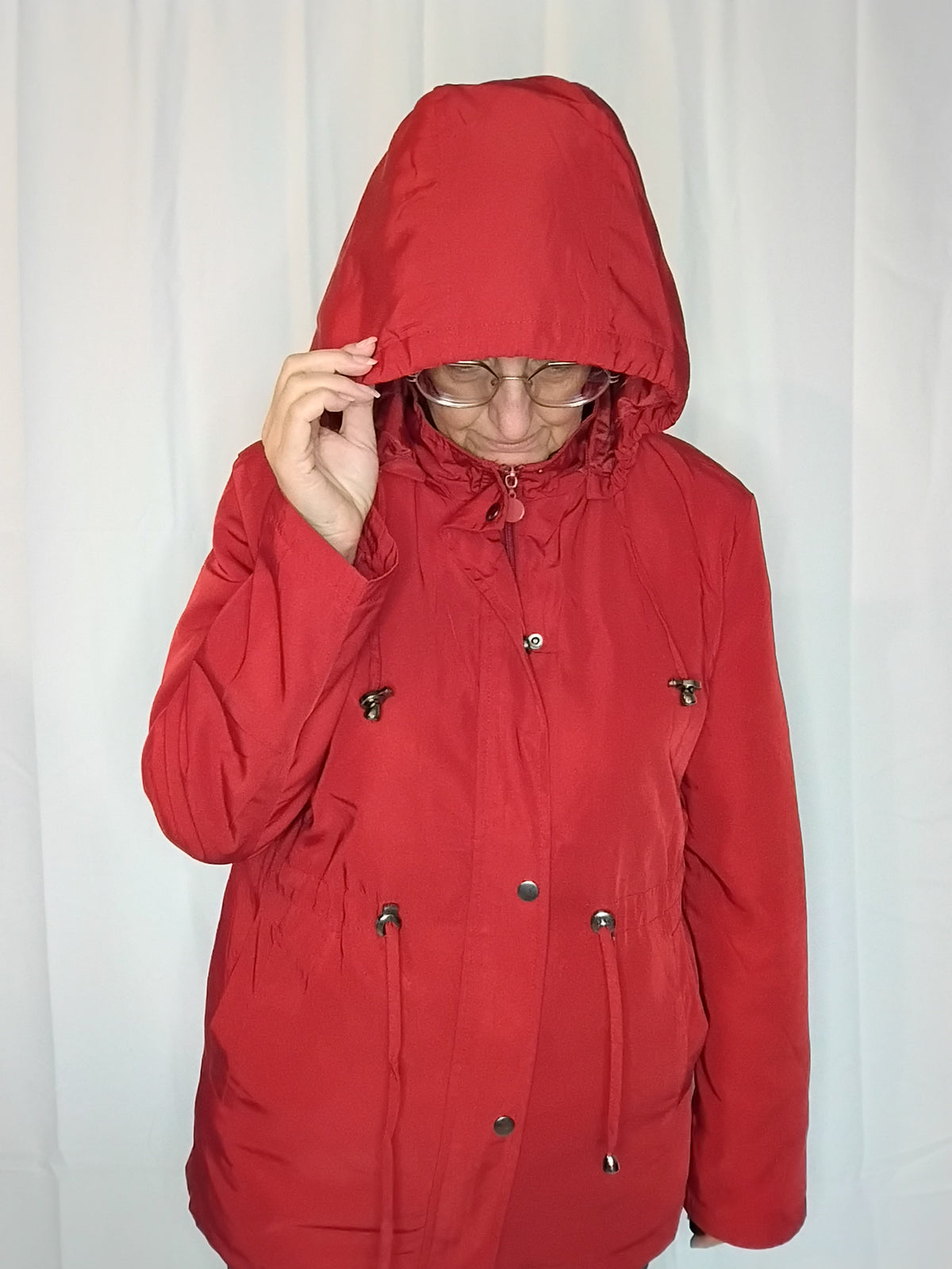 Veste de pluie rouge grenat à capuche - M à 4XL