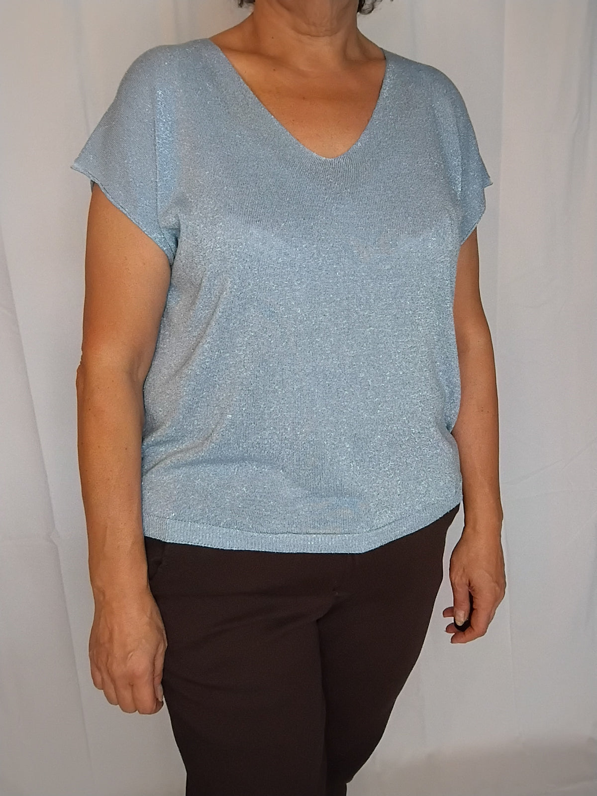 Blouse scintillante en viscose et lurex – Taille unique 44 au 48