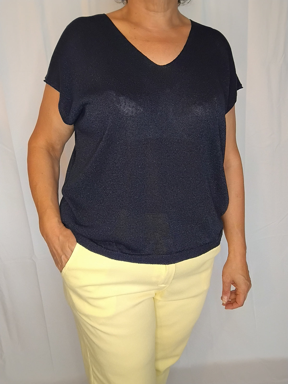 Blouse scintillante en viscose et lurex – Taille unique 44 au 48