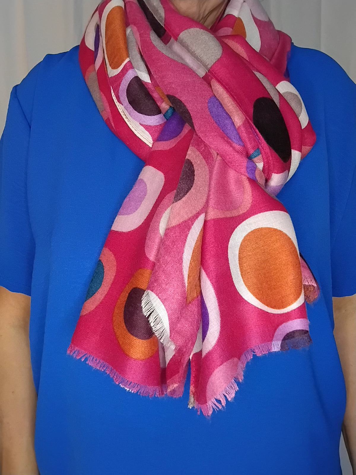 Foulard oversize à pois colorés – 86 × 180 cm