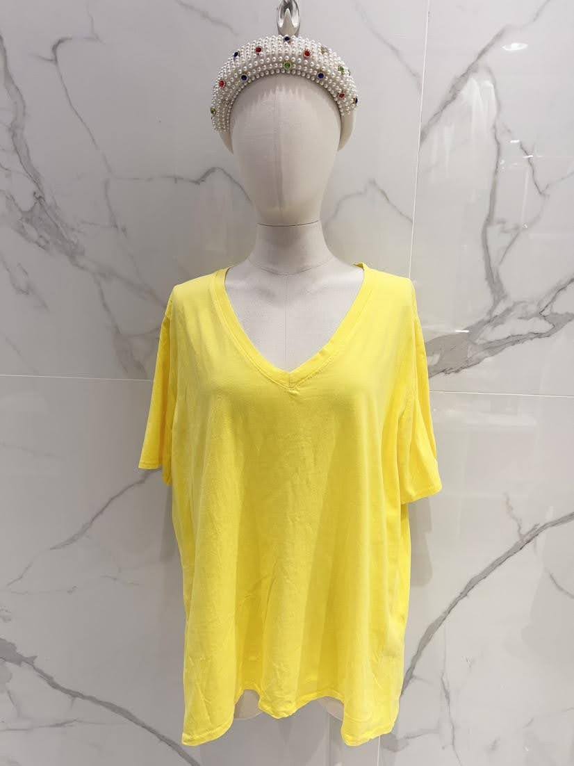 T-shirt basique · Col V · Manches courtes · 15 couleurs · TU grande taille · T36-52