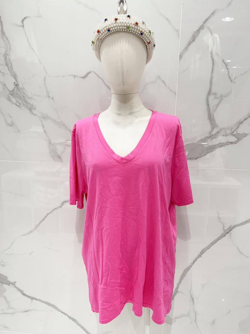 T-shirt basique · Col V · Manches courtes · 15 couleurs · TU grande taille · T36-52
