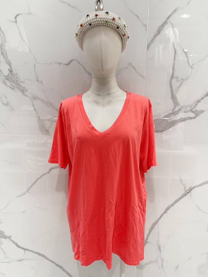 T-shirt basique · Col V · Manches courtes · 15 couleurs · TU grande taille · T36-52