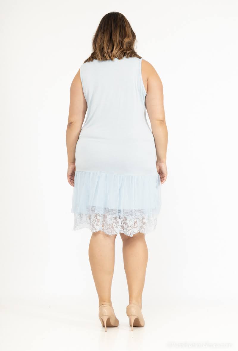 Fond de robe · Dentelle et tulle · Vert d'eau · TU grande taille