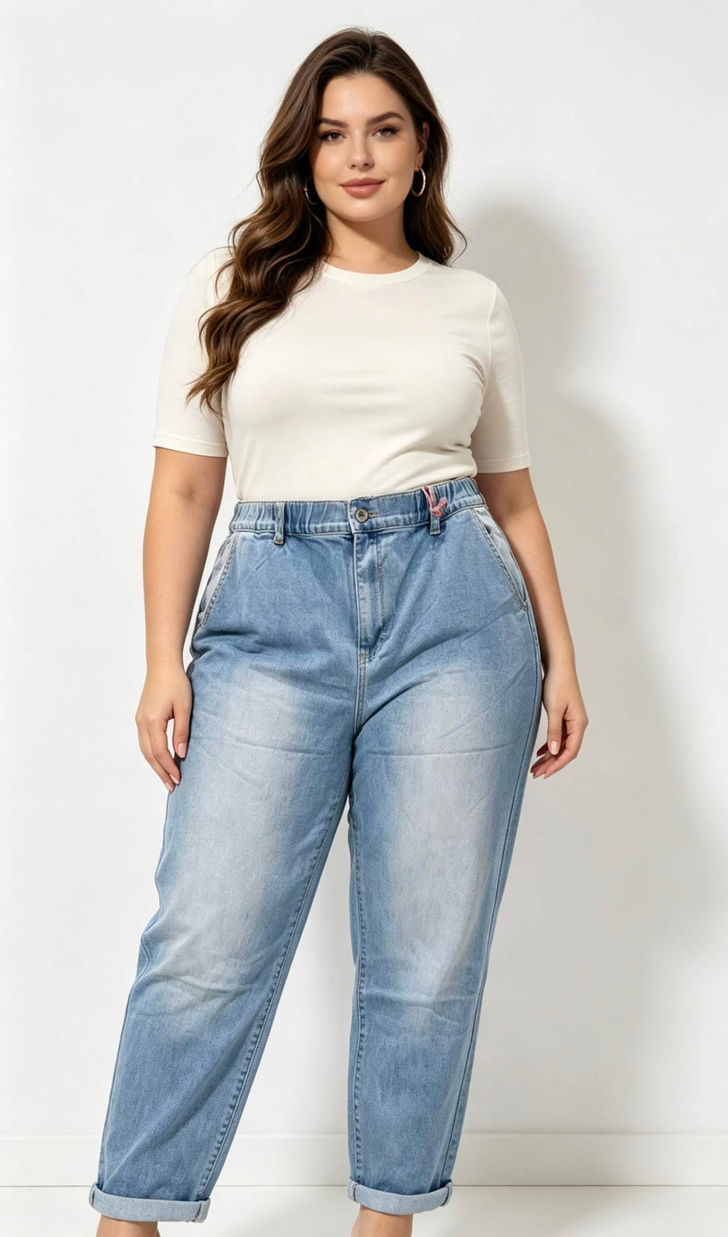Jean Mom fit · Taille haute · Délavé clair · Effet vintage · XL