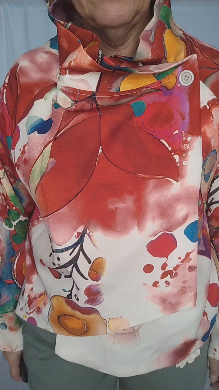 Veste déstructurée multicolore - rouge profond - Taille 46 à 50