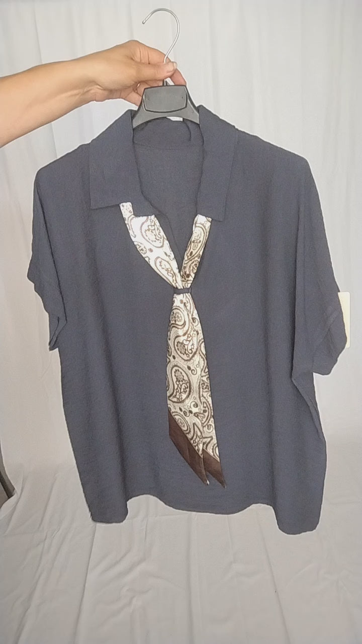 Blouse chemisier en viscose - foulard offert - T44/46