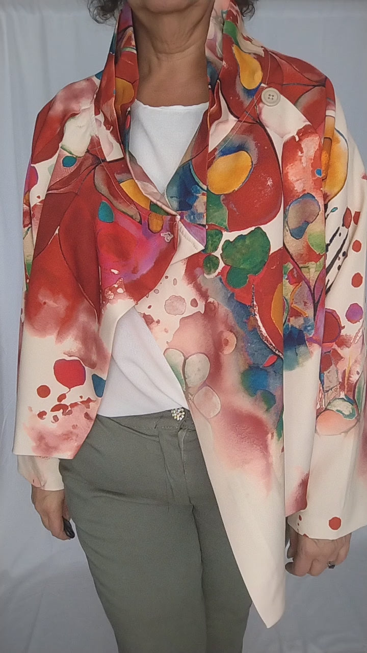 Veste déstructurée multicolore - rouge profond - Taille 46 à 50