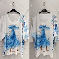 Pull fin · Blanc et bleu · Manches chauve-souris · TU40-48