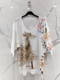 Pull fin · Blanc et champagne · Manches chauve-souris · TU40-48